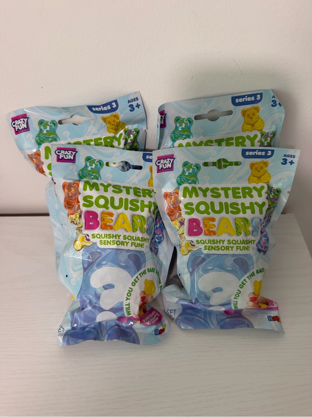 RMS Crazy Fun Mystery Squishy Bears 4 packs squeezy series 3 fidget toy